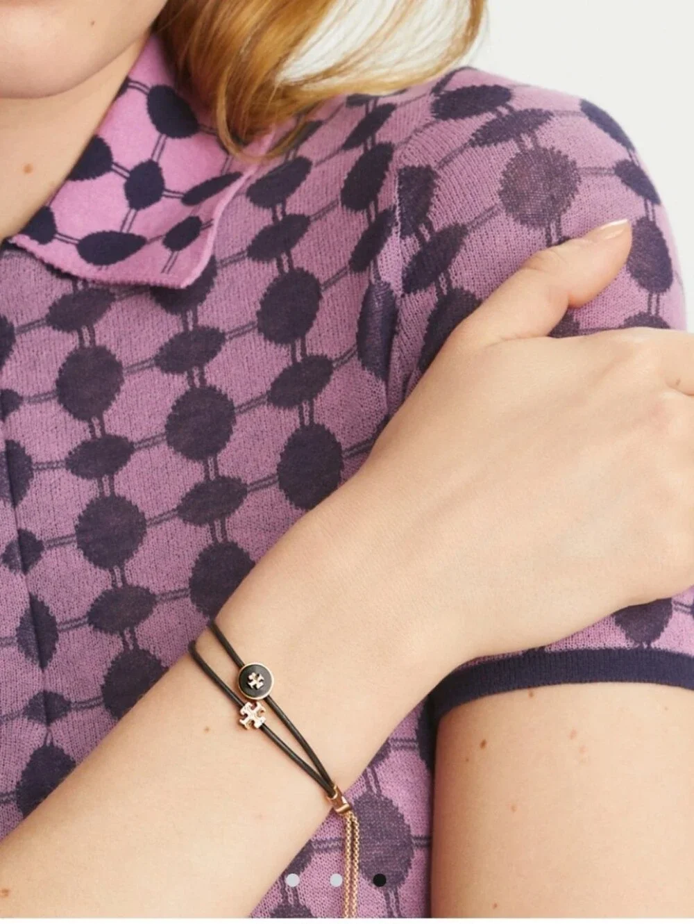 Tory Burch Authentic Kira Enamel Slider Bracelet Black  New
